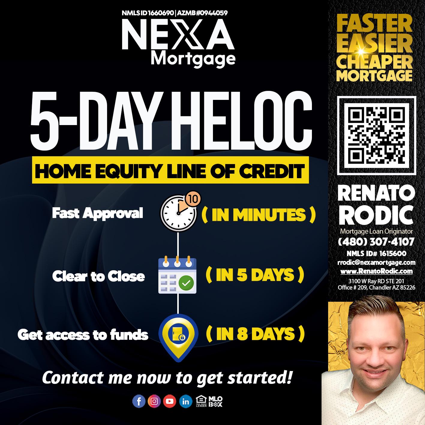 5 DAY HELOC - Renato Rodic -Mortgage Loan Originator