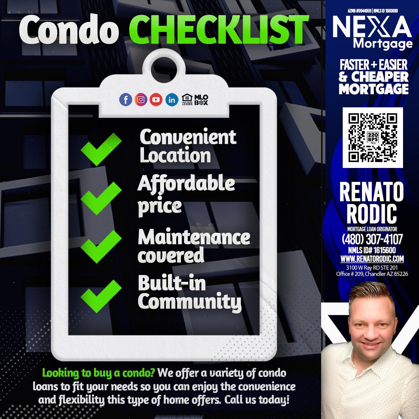 CONDO CHECKLIST - Renato Rodic -Mortgage Loan Originator